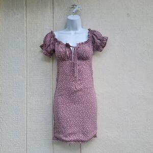 papermoon purple ditzy floral off the shoulder dress sz S